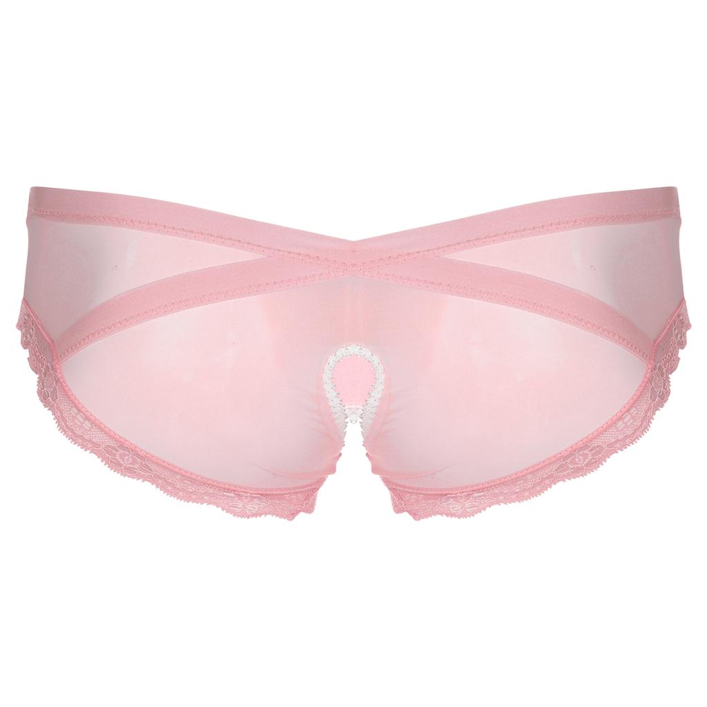 Мужские прозрачные сетчатые трусы с кружевной отделкой, с низкой талией, с вырезами, нижнее белье для переодевания