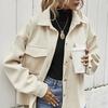 Осень-зима Женская куртка однобортная на пуговицах утолщенный кардиган свободный с длинными рукавами отложной воротник нагрудные карманы верхняя одежда