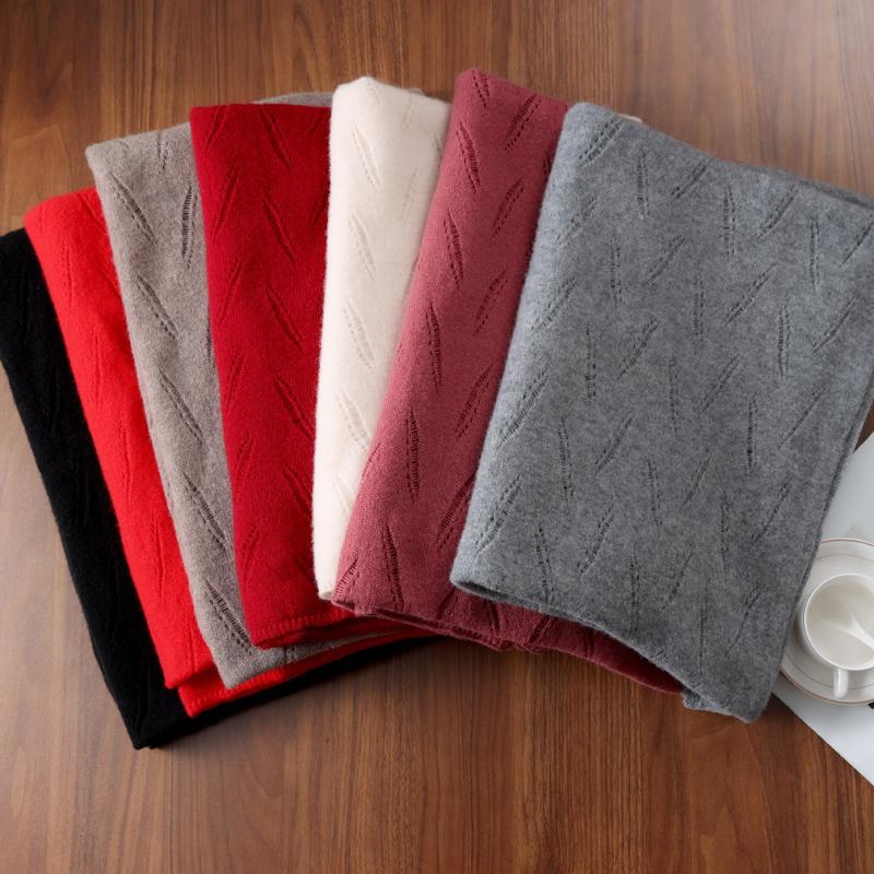 100%Wool Long Scarf For Women Winter Autumn Knitted Minimalist Larger Wrap Warm Soft Cashmere Pashmina Shawl Neck Warmer60x190cm
