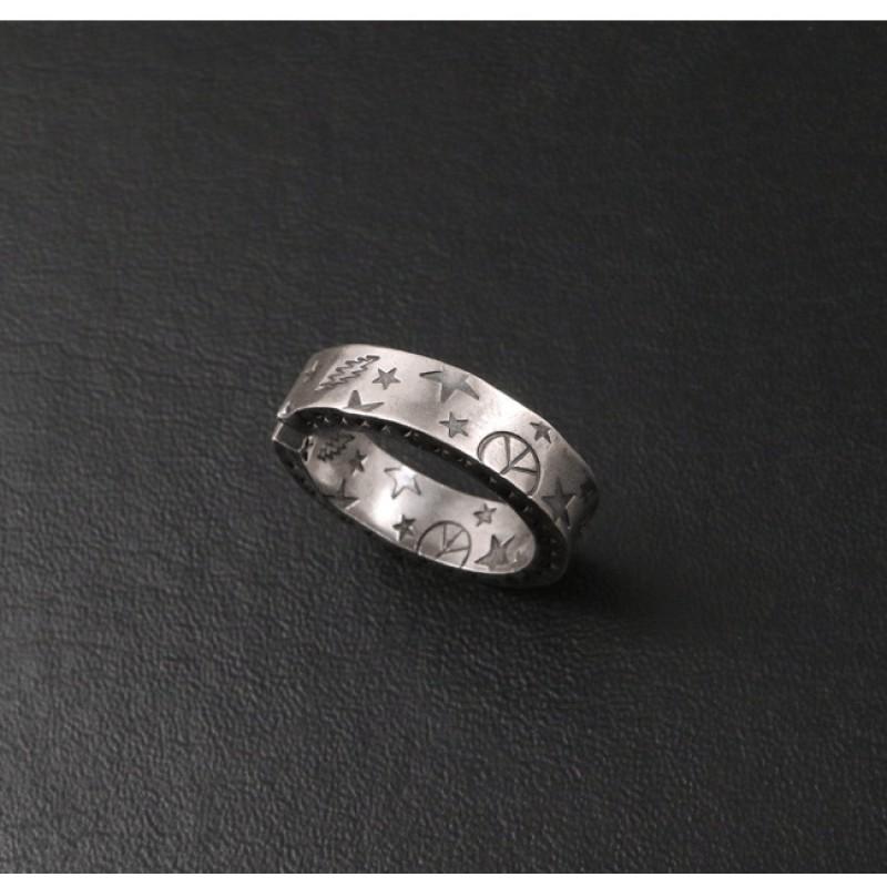 Adjustable Open Ring Men Women Sterling Vintage Retro Star Geometric Design Unisex Hipster Couple Jewelry