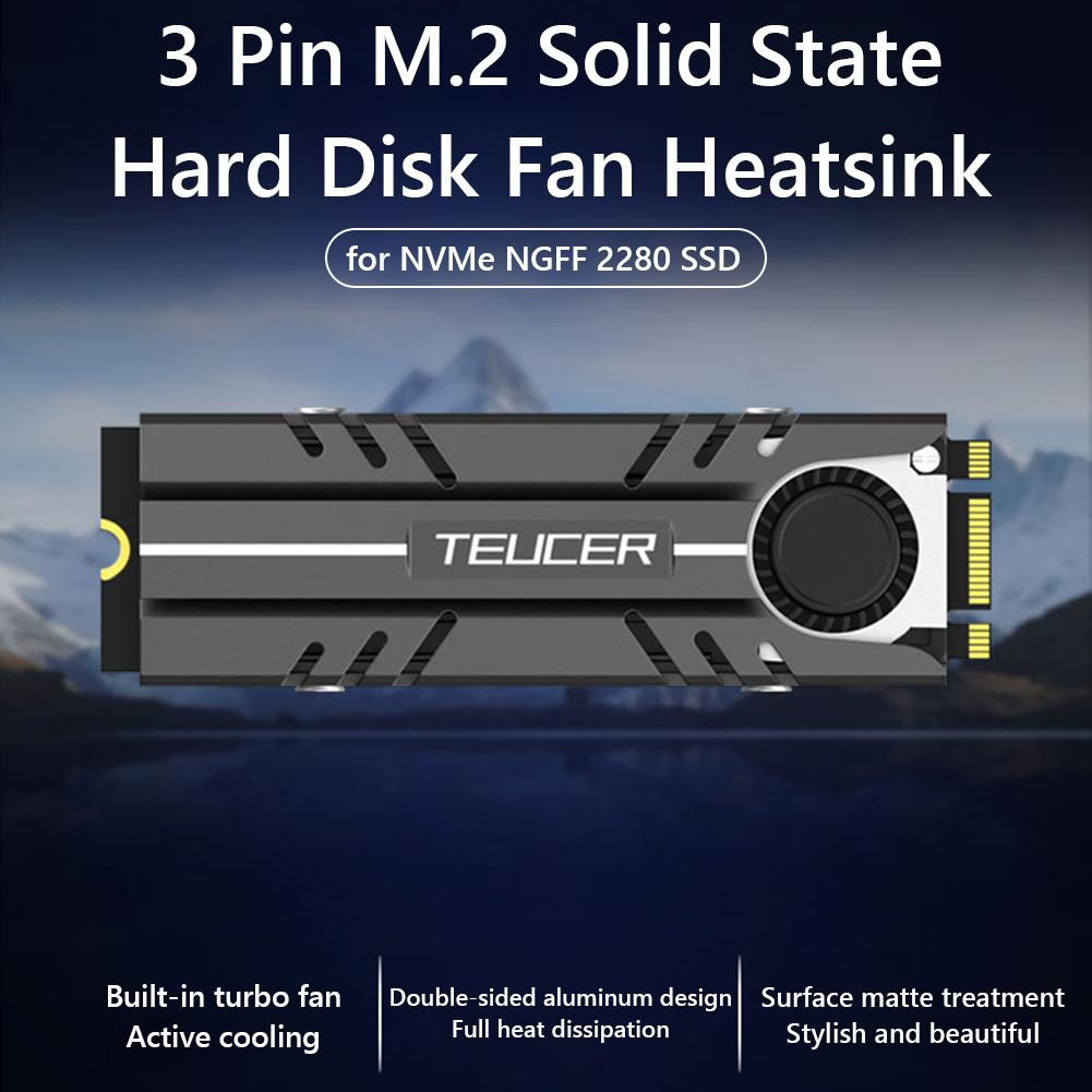 TEUCER 3-контактный вентилятор-радиатор для твердотельного накопителя M.2 NVMe NGFF 2280 Охладитель SSD Вентилятор-радиатор для твердотельного накопителя SSD