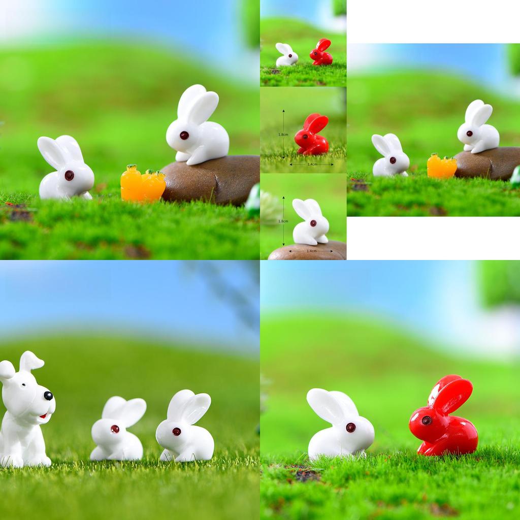 Cute Cartoon-style Red And White Rabbit Ornaments For Diy Mini Scenery Projects
