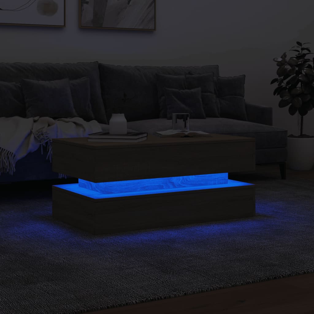 LED Coffee Table in Sonoma Oak 90 x 50 x 40 cm