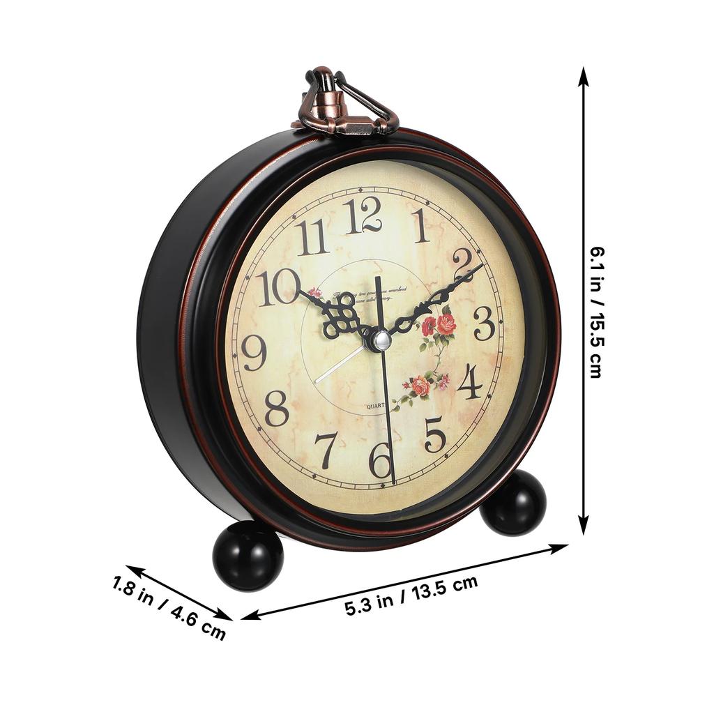 Vintage Quartz Table Clock Hangable Hangable Retro Battery Powered Alarm Clock Bedroom Living Room Decoration Wall Clock