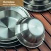 8pcs Camping Tableware Sets Reusable Stainless Steel Plates and Bowls for Outdoor Camping Hiking