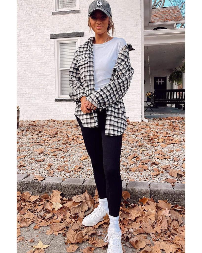 Azura Exchange Plaid Print Buttoned Tunic Shacket