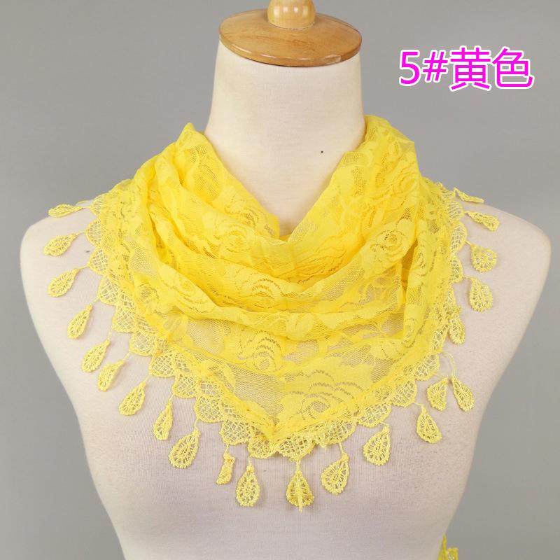 New Women Lace Monochrome Korean Triangle Scarves 140x48cm Fashionable Hollow Out Shawl Solid Rose Triangle Scarf