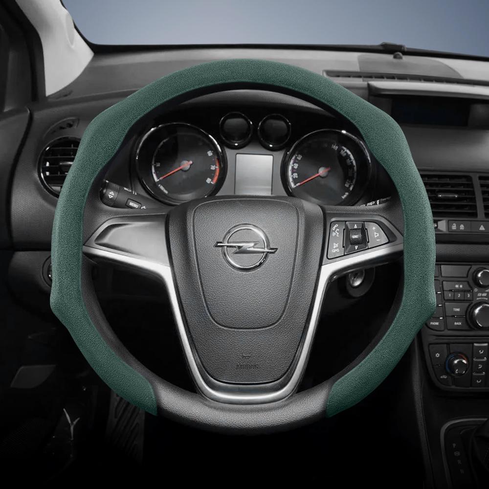 Подходит для Opel Премиальная замшевая накладка на руль с защелками, нескользящая и прочная, доступны для круглого и D-образного руля