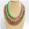 Light Luxury Jewelry Design Pink And Green Tone Natural Stone Beaded Necklace Exquisite Stacking Collarbone Chain 742