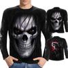 Plus Size Horror Men's T-shirt Long Sleeves Costume Vintage Funny Skull Punk Rock Streetwear Hip Pop Tee Apparel
