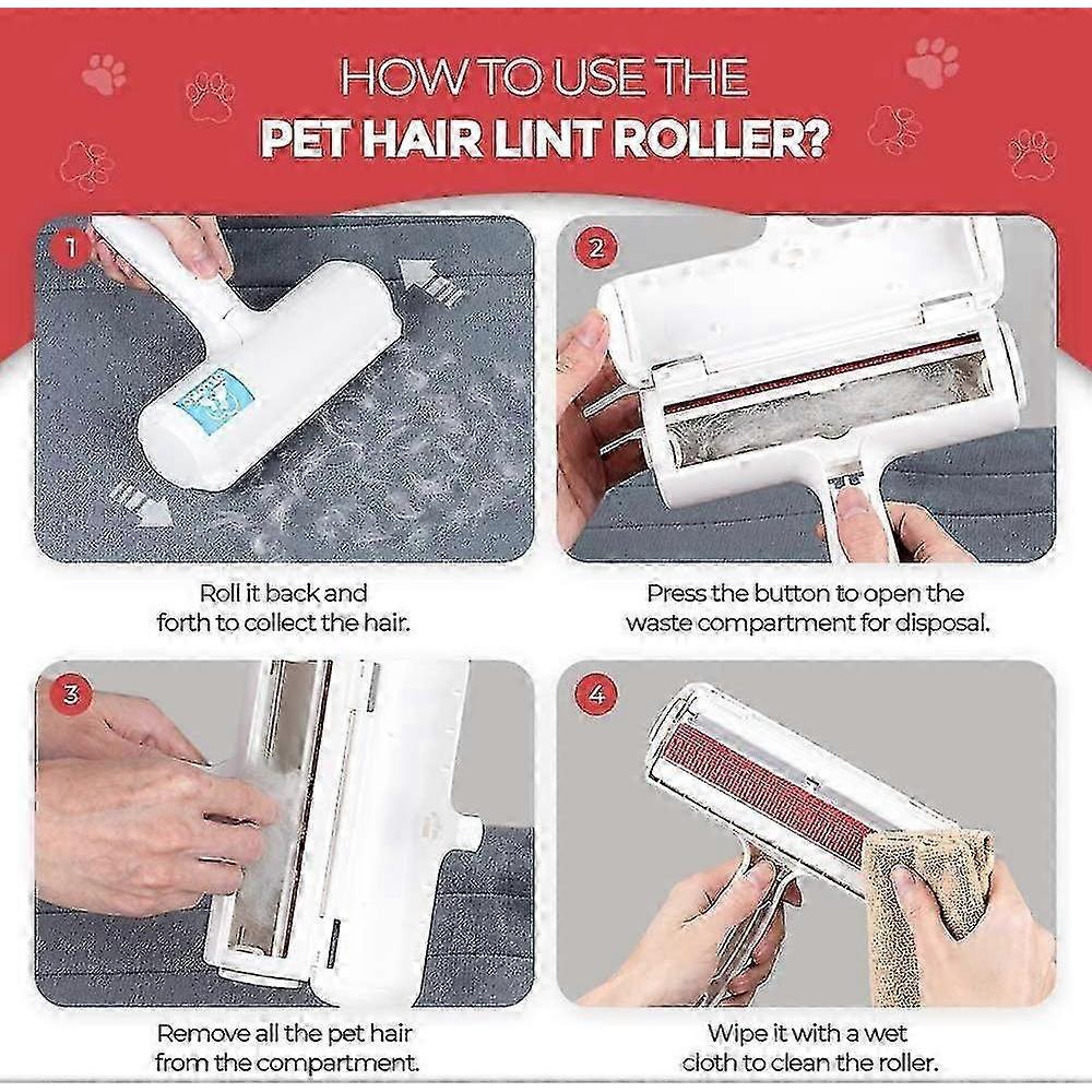 Roller for pet hair with self cleaning base