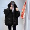 Winter Women Cotton Jacket Thickened Zip Up Hooded Coat Korean Style Student Puffer