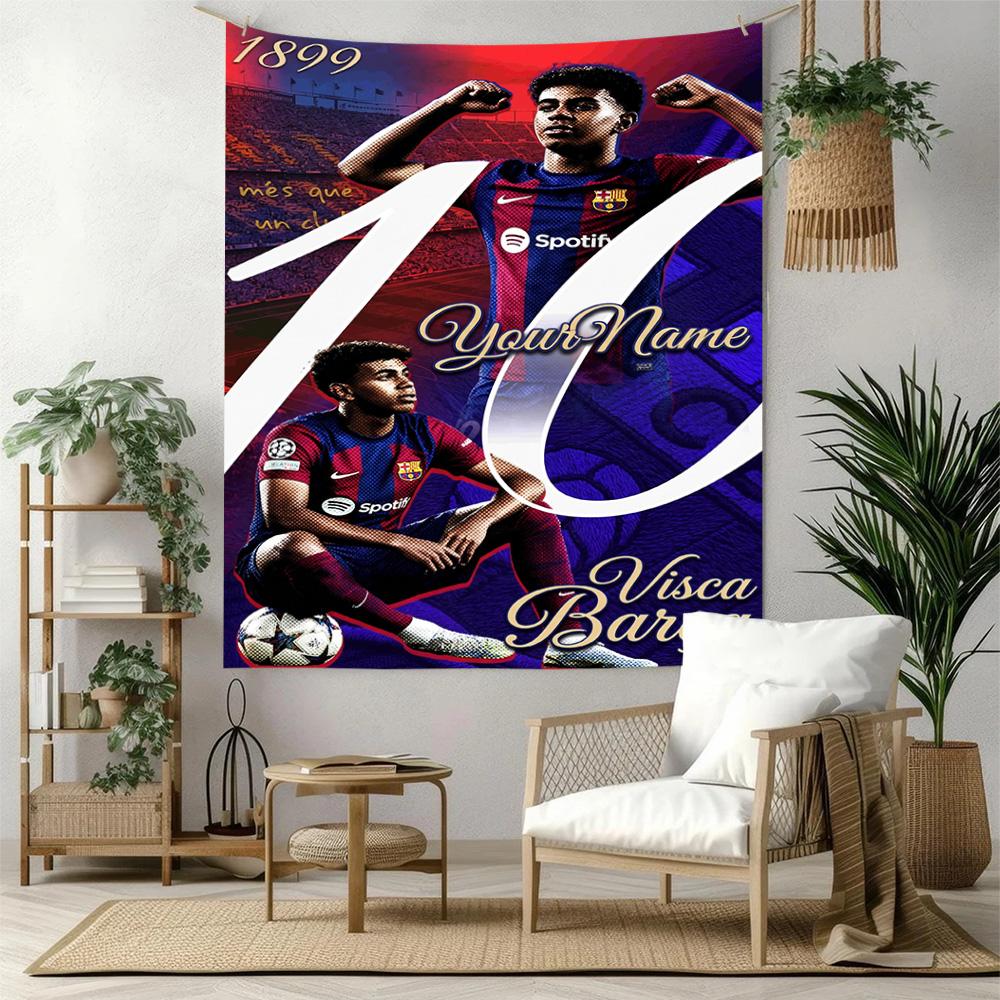Lamine Yamal Custom Your Name Wall Decor Tapestry Art For Pet Memorial Birthdaywedding Party Backdrop Family Gift
