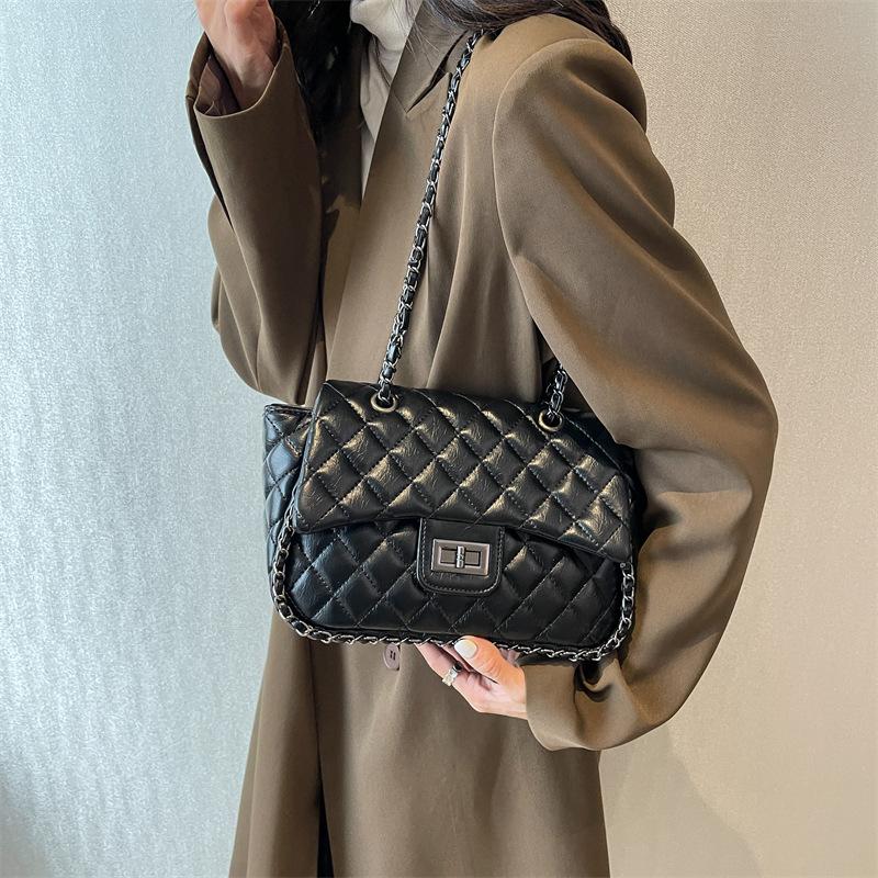 New Fashion Trend Lock Diamond Chain Bag Single Shoulder Oblique Span Women's Bag