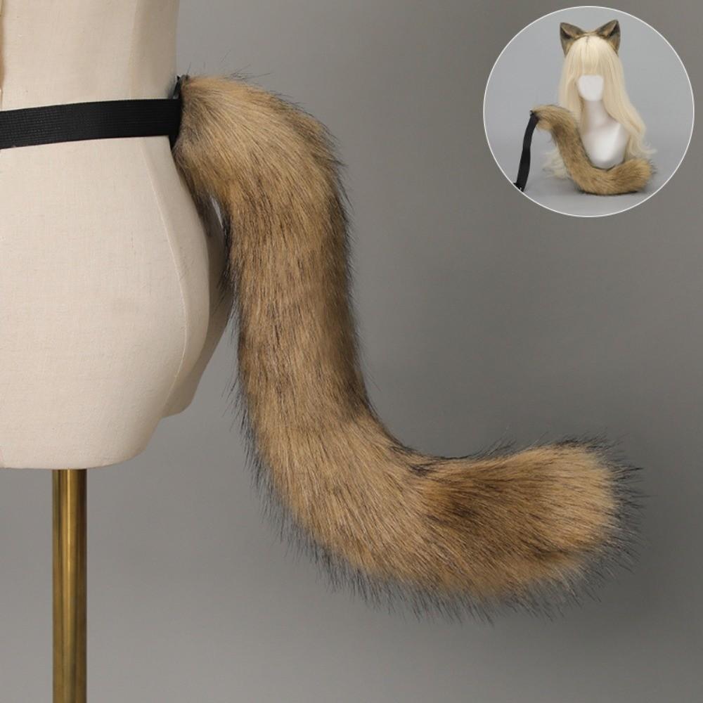 Handmade Cat Ear Headband Realistic Animal Ears Hair Band New Furry Cat Tail Set Party Props