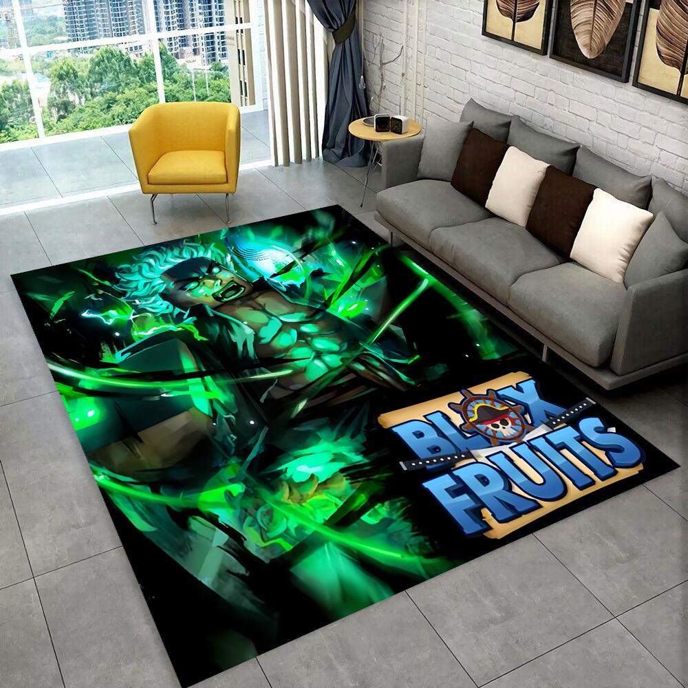 3D B-Blox Fruit Cartoon Game Gift Carpet Rug for Living Room Bedroom Home Sofa Decoration,kids Play Non-slip Floor Mat