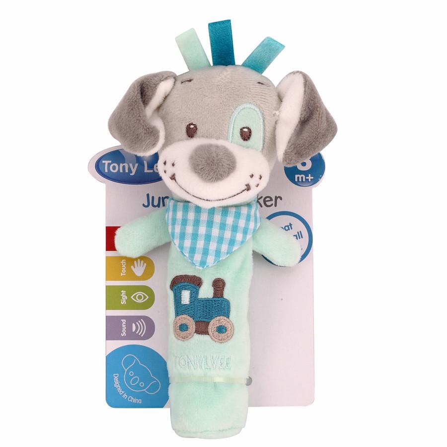 Baby Soft Plush Rattle Toy With Dog Hedgehog Rhinoceros Design For Newborns And Toddlers