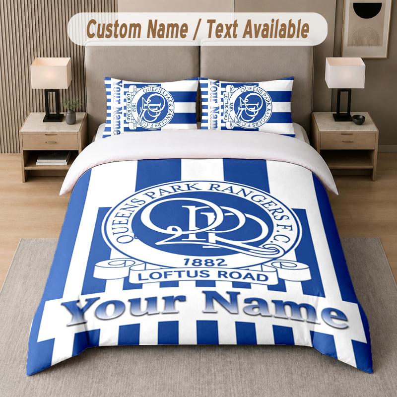 Custom Name Queens Park Rangers _ QPR 3Pcs Duvet Cover Set Personalized Text Bedding Pillowcases Bedroom