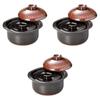 Набор из 3 горшков для риса с хризантемой x x Горшок для риса Банко Яки Прямой огонь Сетомонохонпо (2 чашки) [21.5 19.5 14.7 см]