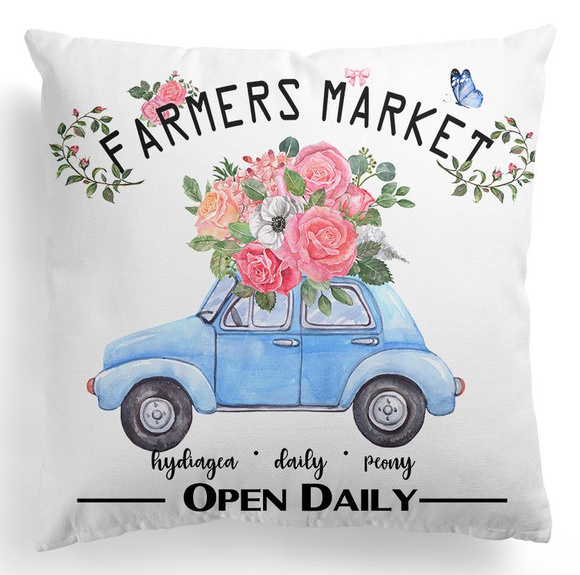 Новая весенняя наволочка с цветами, пасхальная, с велосипедом, с маленьким грузовиком, из персикового бархата с принтом для дома