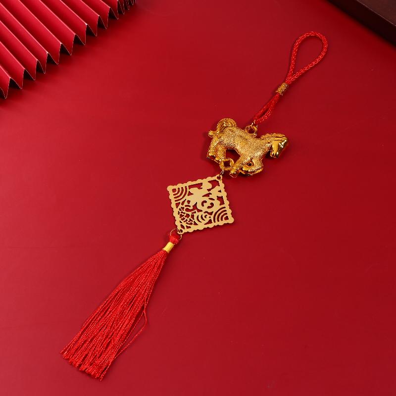 1pcs 2026 Year Of The Horse Golden Plastic Zodiac Horse Pendant Lucky Spring Festival Home Car Hanging Ornaments New Year Gifts