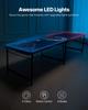2.4 m Portable Beer Pong Table, LED Lights, Foldable Tailgate Table with Carrying Handles and 6 Pong Balls, Adjustable Height, Lightweight Table for