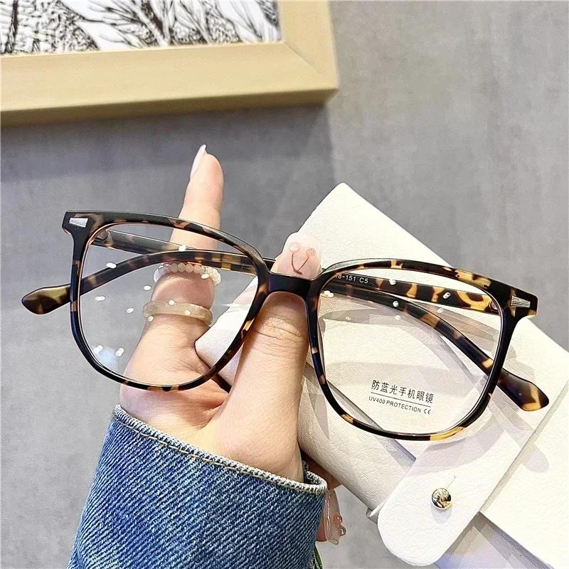 Anti Blue Light Ladies Square Myopia Glasses Ultralight Clear Transparent Computer Nearsighted Eyeglasses With Diopter 0 To -4.0