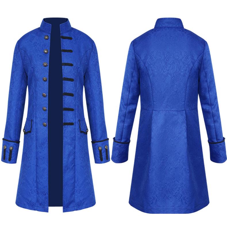 Mens Velvet Goth Steampunk Victorian Frock Coat Medieval Renaissance Court Knight Uniform Evening Party Costumes