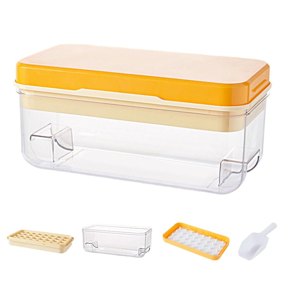 64 Nuggets Ice Cube Tray Easy Release Ice Maker With Lid Storage Bin Scoop Stackable 2-layer Ice Container For Cocktail Whisky Coffee
