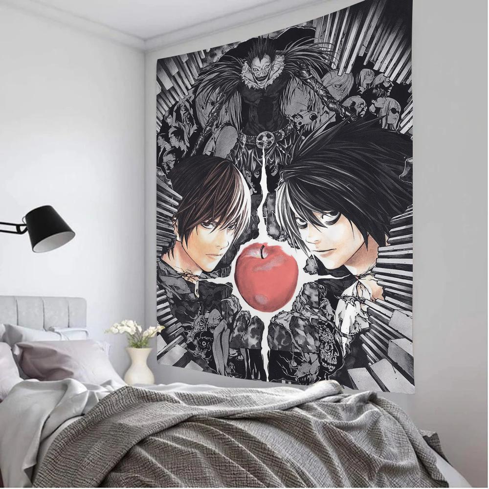 Death Note Tapestry Print Large Wall Art SciFi Living Room Home Decor Blanket for Bedroom Dorm Wall Hanging Design