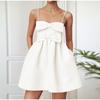 Sexy Beauty Temperament Waist Personality Hot Girl Red Suspender Dress Bow Lace Shorts Dress White A-line Cinching Waist Dresses