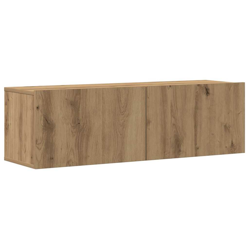 7 Piece Wall Mounted TV Cabinet Set Artisan Oak Finish Particleboard