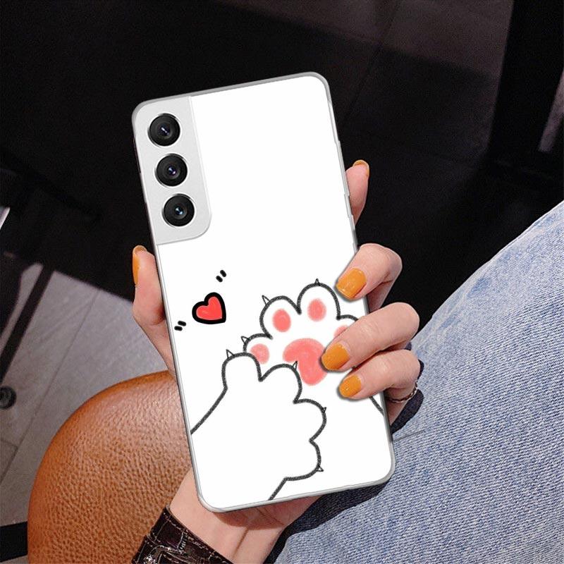 Cat Footprint Funny Paw Cute Phone Case For Samsung Galaxy S24 S25 Edge S26 Ultra S23 S22 S21 Plus S20 FE + Personalized Print C