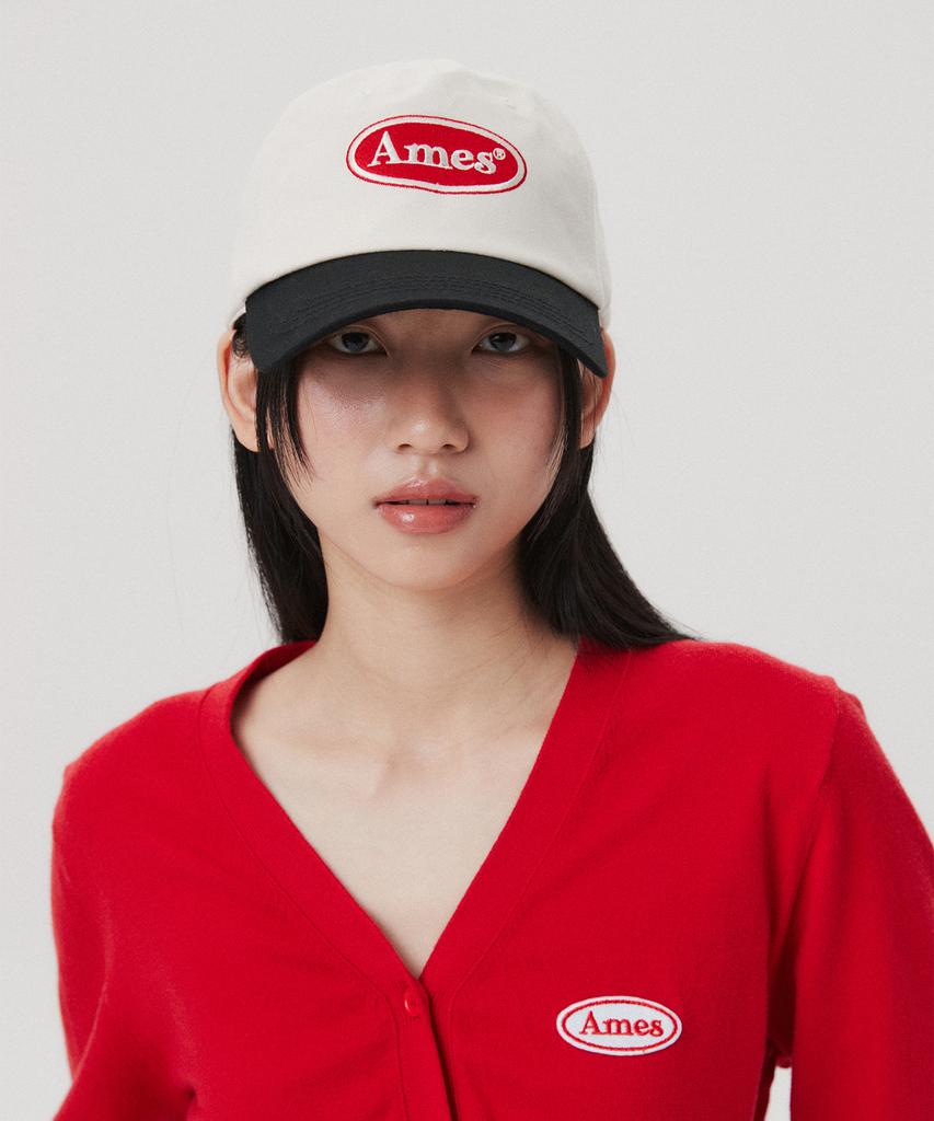 Кепка-бейсболка AMES-WORLDWIDE с двуцветным символом-логотипом, цвет кремовый