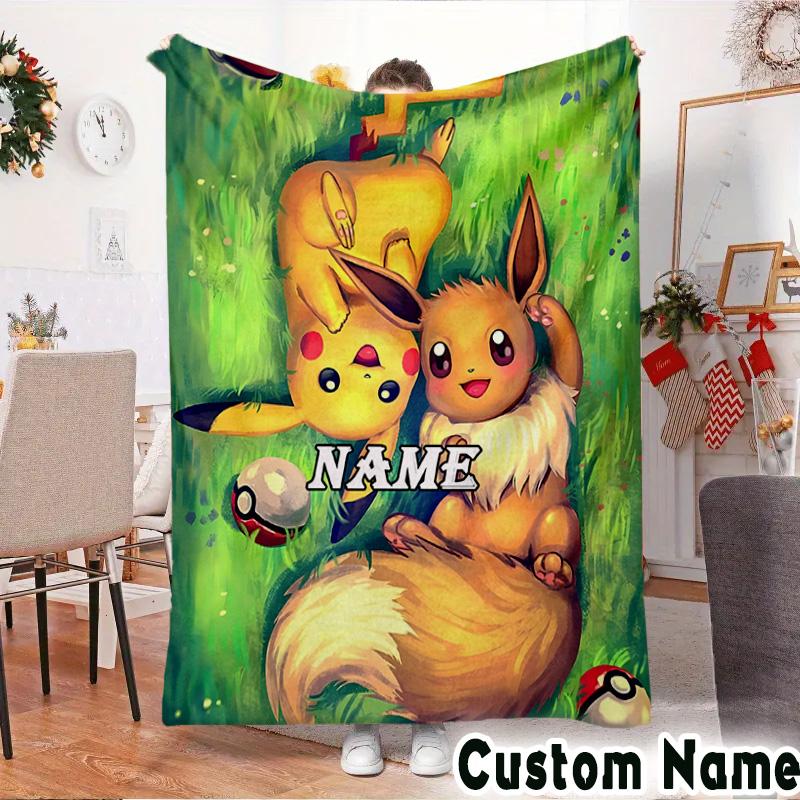 Custom NamePika Blanket Flannel Throw for Sofa, Indoor, Camping, Living Room, Office, Chair, And Bed Soft Birthday Christmas Gift