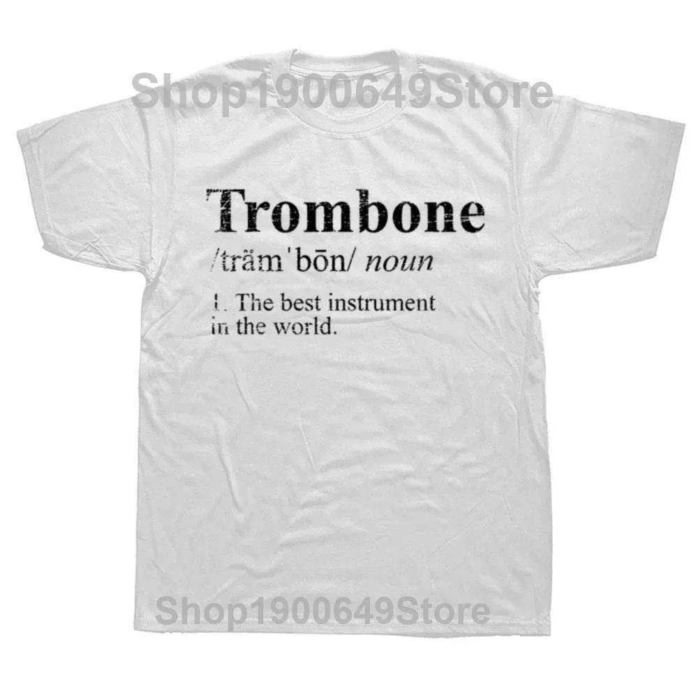 Funny Trombone USA American Flag Jazz Music Vintage T Shirt Graphic Streetwear Short Sleeve Birthday Gifts Summer Tshirt