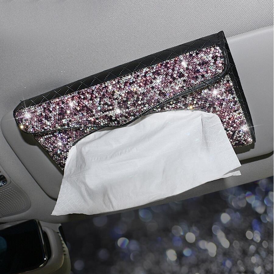 Bling Bling автомобильный солнцезащитный козырек, держатель для салфеток, коробка с кристаллами, чехол для полотенец, кронштейн, украшение интерьера
