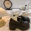 Чувство дизайна, одна педаль, маленькие кожаные туфли Мэри Джейн 2025 осень новые черные универсальные на толстом каблуке платформе лоферы женские