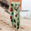 Women's Fashion Casual Comfortable Pajama Pants Christmas Print Drawstring Wide Leg Pants