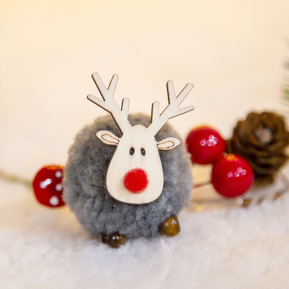 Felt Deer Wooden Deer Ornaments Wooden Elk Elk Hanging Pendant Christmas Tree Ornaments New Year