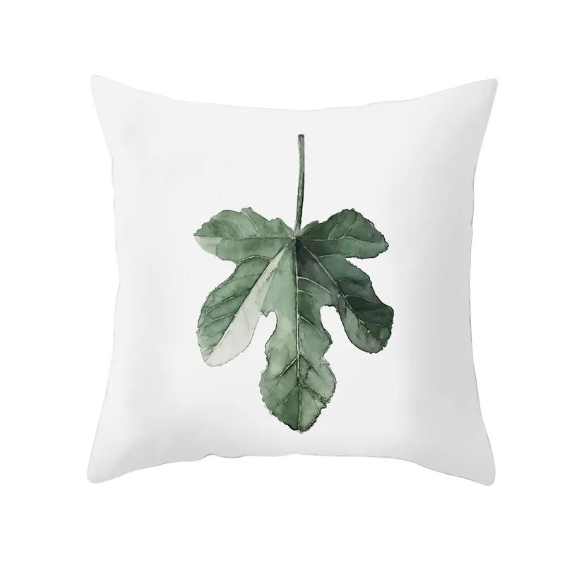 Office Living Room Home Pillowcase Green Leaf Cushion Cover Plant Decoration Pillowcase Car Ornaments
