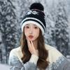 Korean Version of Autumn and Winter Hat for Women's Big Head Knitted Wool Hat Rabbit Fur Plus Velvet Warm Hat High End Sense Bag Head Hat