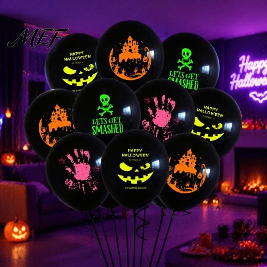 Theme Party Layout Items 12PCS Halloween Fluorescent Balloons, Durable Latex Decorations, Glow in The Dark Supplies Festive Atmosphere