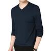 Men Fall Spring Top V Neck Long Sleeves Pure Color Slim Fit