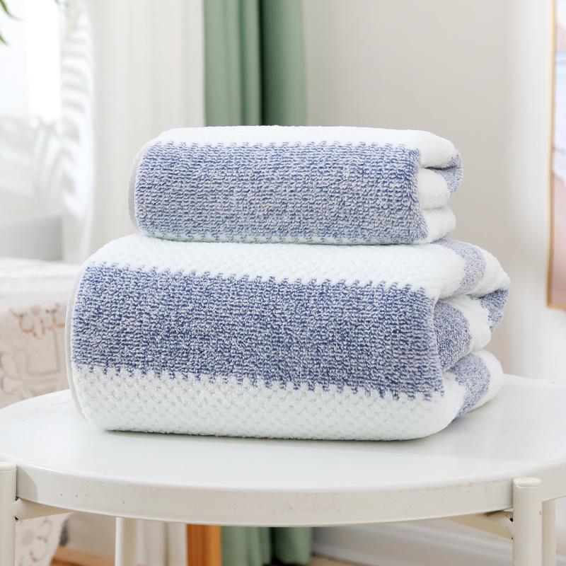 Soft Absorbent Warp-Knit Coral Fleece Towel with Thin Stripes - Thickened Face Wash Towel with Customizable Logo