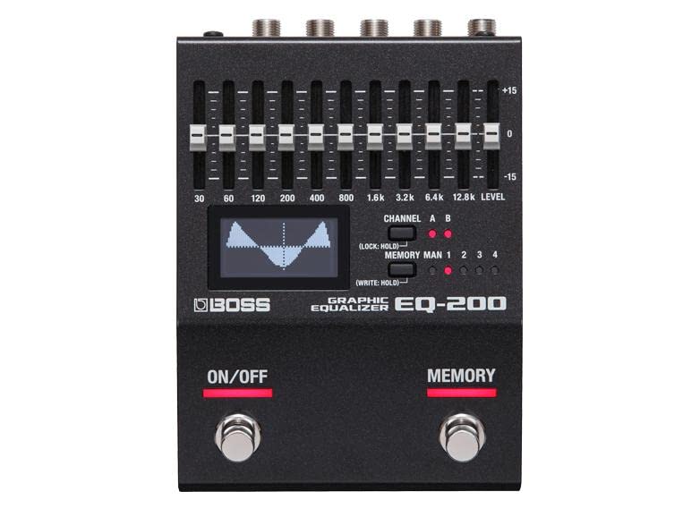 BOSS Graphic Equalizer with Two 127 User Memory MIDI Battery and a Equalizer for Live and Light Music EQ-200 10-Band EQs, Settings, Connectors, AC/AA