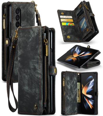 Противоударный кожаный чехол для мобильного телефона для Samsung Galaxy Z Fold 4 Fold5 Fold4 Fold 5 Zfold4 Zfold5, полная крышка слота для карт