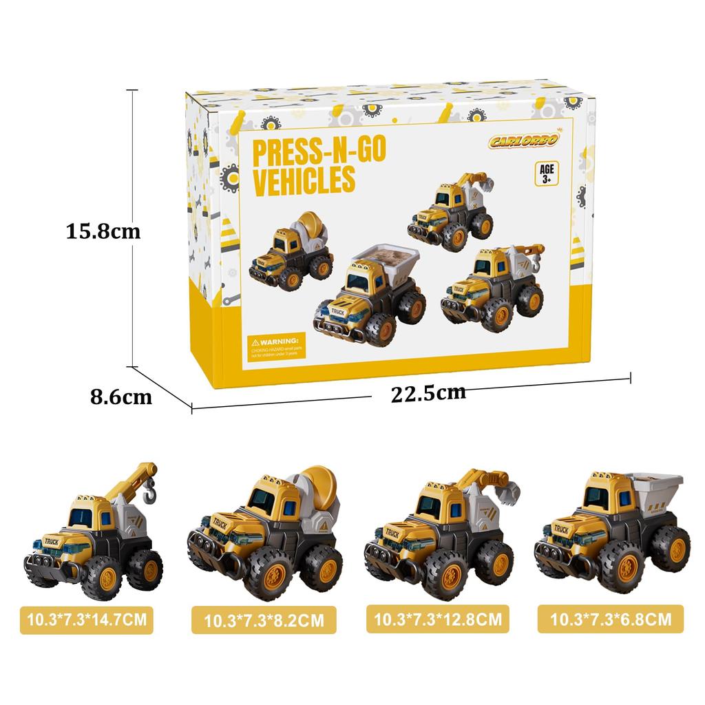 Working Educational Mini Toy Sandbox Set Construction Working ABS Excavator Construction Birthday Construction Site 4 Units Car, Toy, Car, - "Push