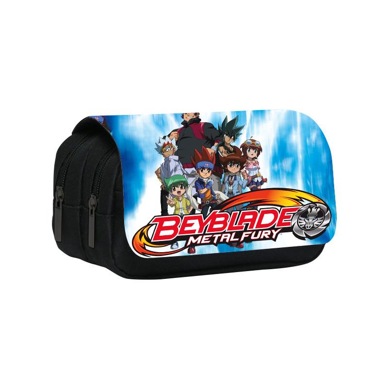 Beyblade Cartoon Character Print Student Double Layer Stationery Storage Bag For School And Travel Use