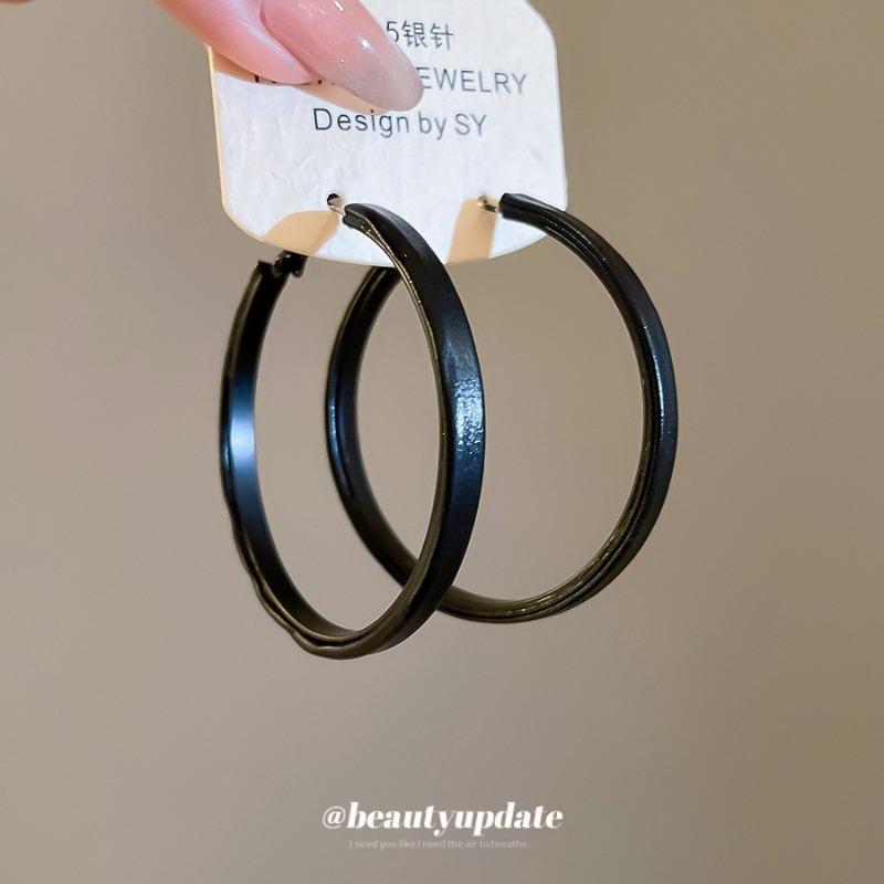 Геометрические серьги-пусеты из серебряной иглы и черного кристалла, нишевые универсальные серьги, темпераментные, легкая роскошь, премиальные серьги